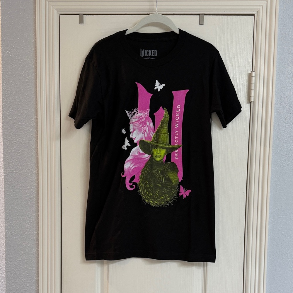Wicked Graphic Short Sleeve Tee — Black with Pink & Green Print